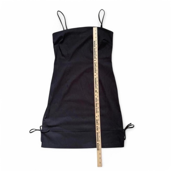 Vintage Y2K Charlotte Russe Dress L Black Slinky Side Tie Bodycon Goth Prom Slip - Picture 4 of 6